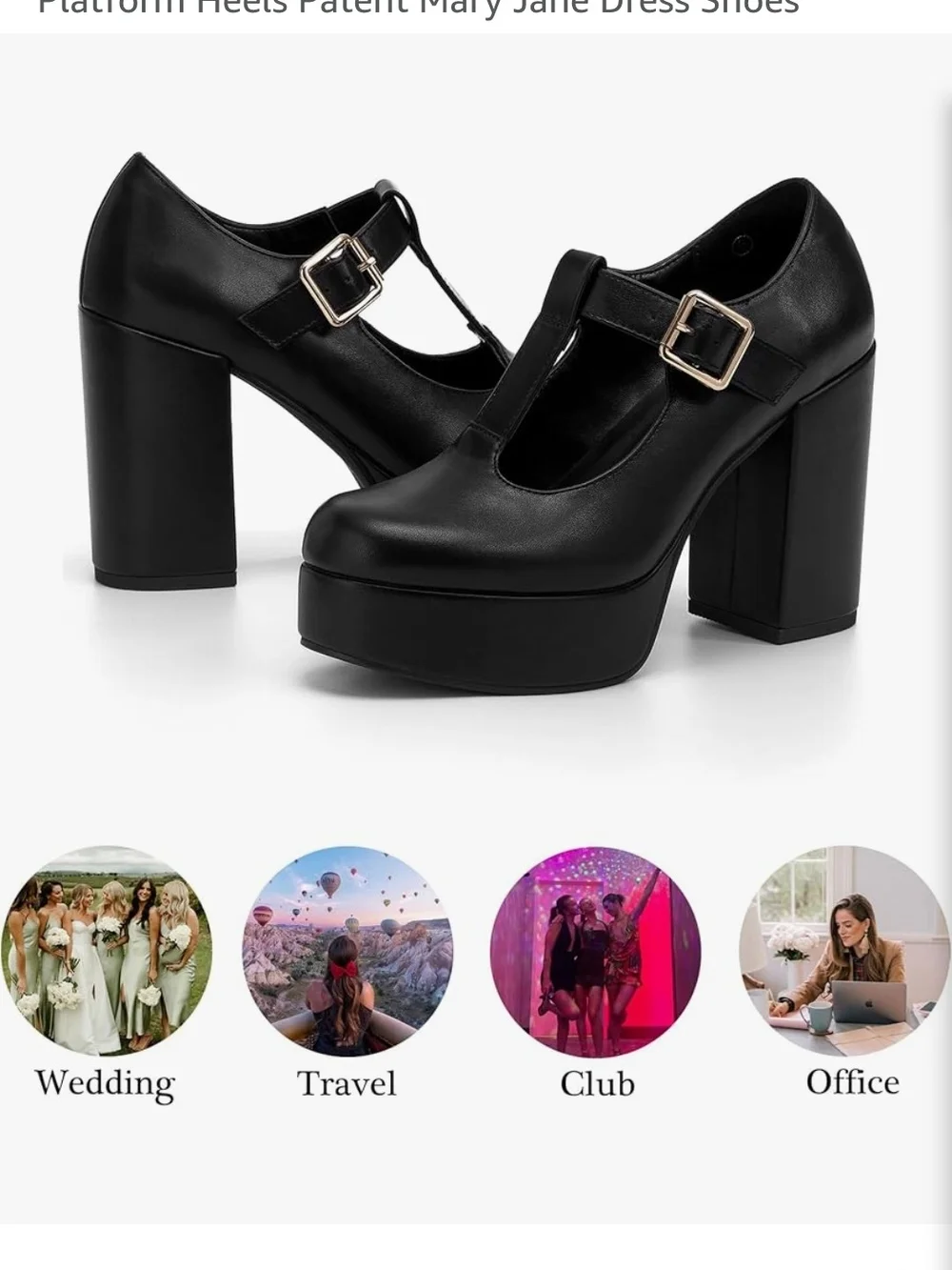 Classic Black Patent Mary Jane Platform Heels